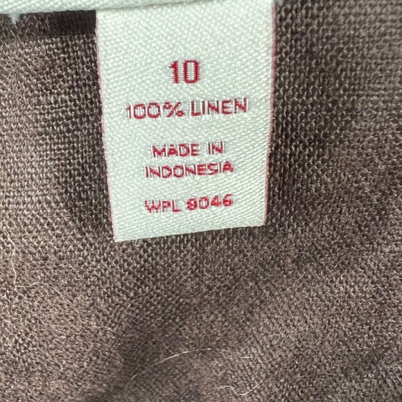 JM Collection Womens Top 10 Brown 100% Linen 3/4 Sleeve Pullover Shirt Blouse - Picture 5 of 9